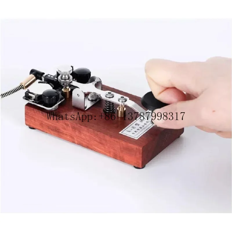 K-8 Training CW Key Sound Light Manual Transmission Training Morse Code Key  Rosewood Base 304 Stainless Steel