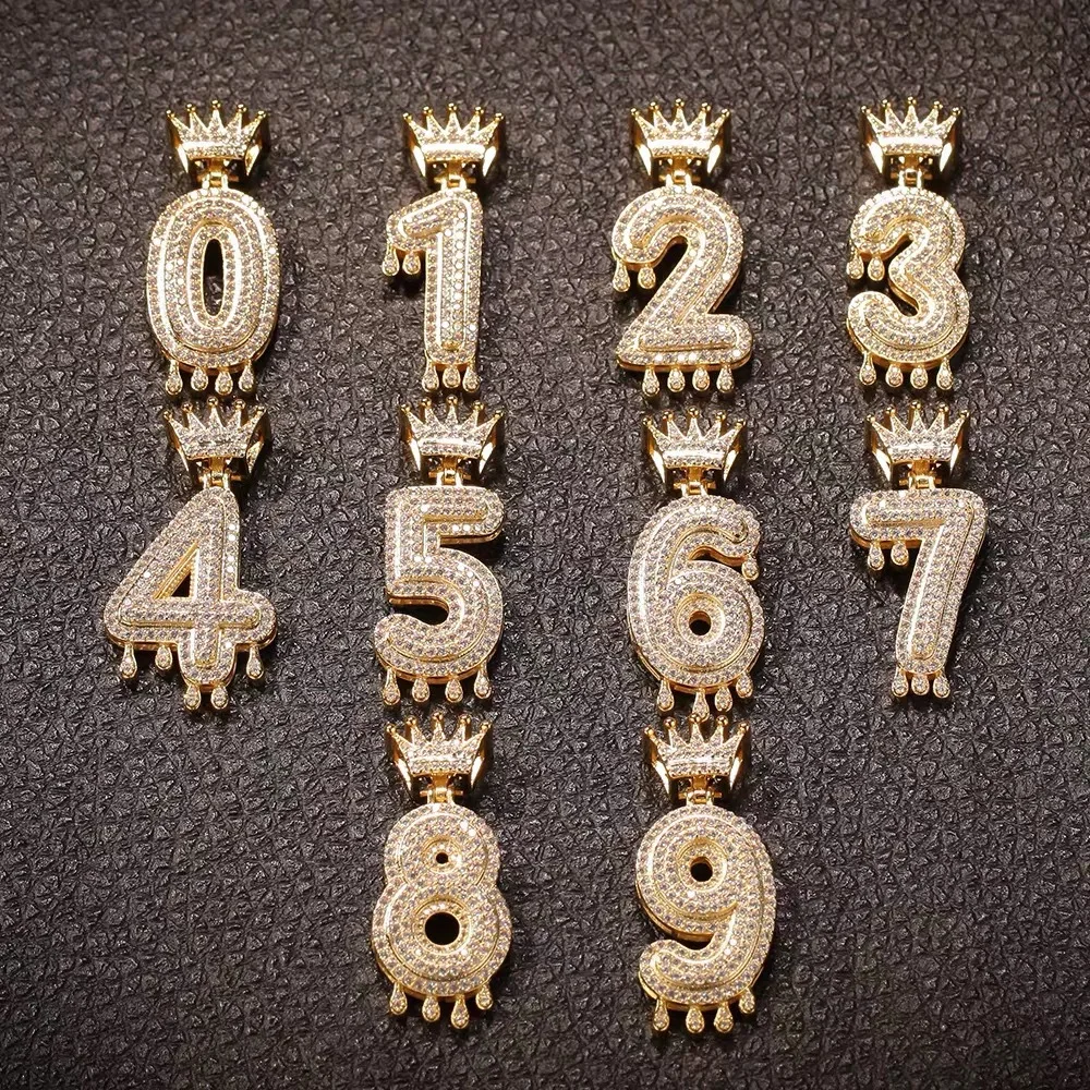 

Minimalist Crown Number Pendant Gold-Plated Necklace for Men Trendy Crystal Jewelry Hip Hop Party Fashion Accessories Women Gift
