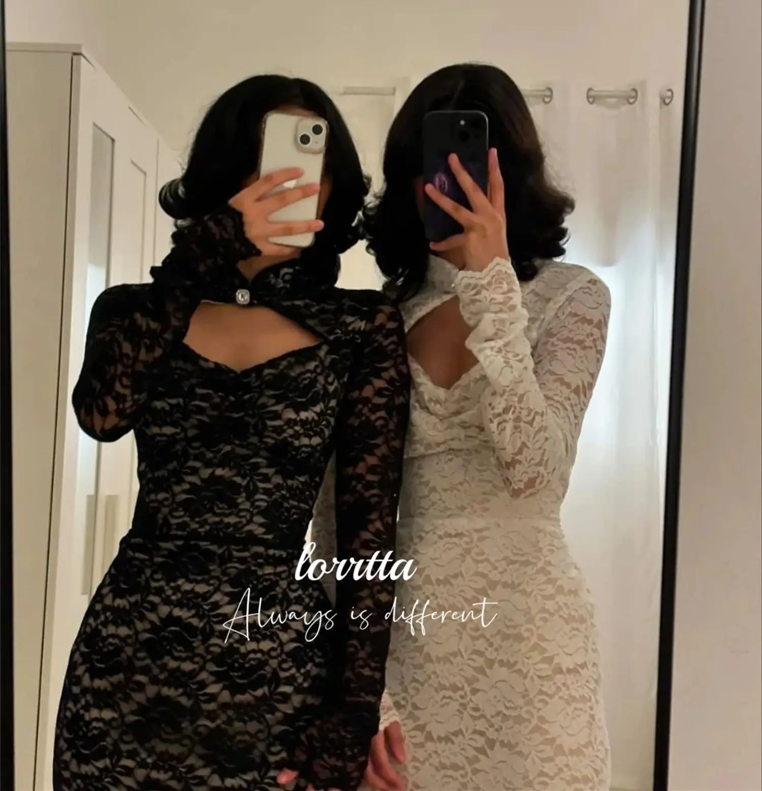 Lorrtta-vestido De noche De manga larga para mujer, vestidos cortos elegantes De encaje para fiestas, ocasiones especiales, 2024