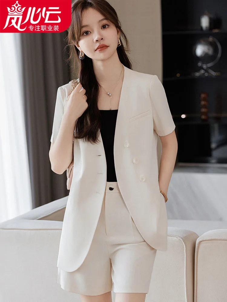 

Hong Kong Style Retro Suit Women's Summer Salt Young Style Texture Adult Lady like Woman Business Short Sleeve Two-Piece Suit