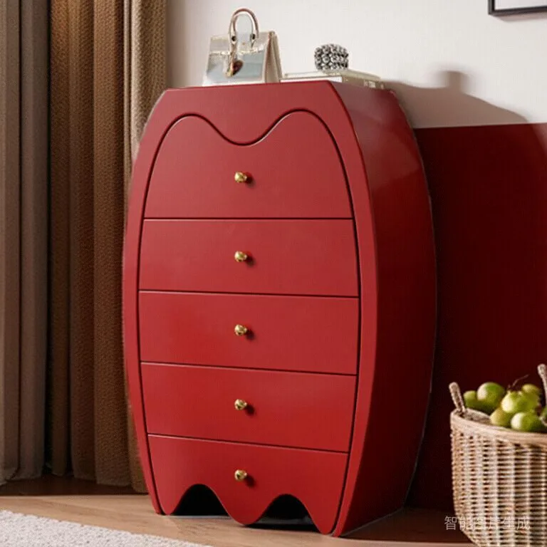 

French chest of drawers light luxury red solid wood chest of drawers bedroom storage cabinet