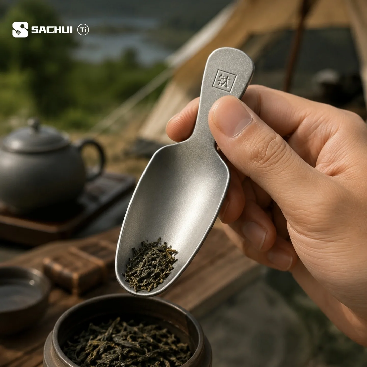 Pure Titanium Mini Teaspoon Lightweight Tea Leaf Special Tea Spoon Outdoor Household High-end Tableware Tea Set Accessories