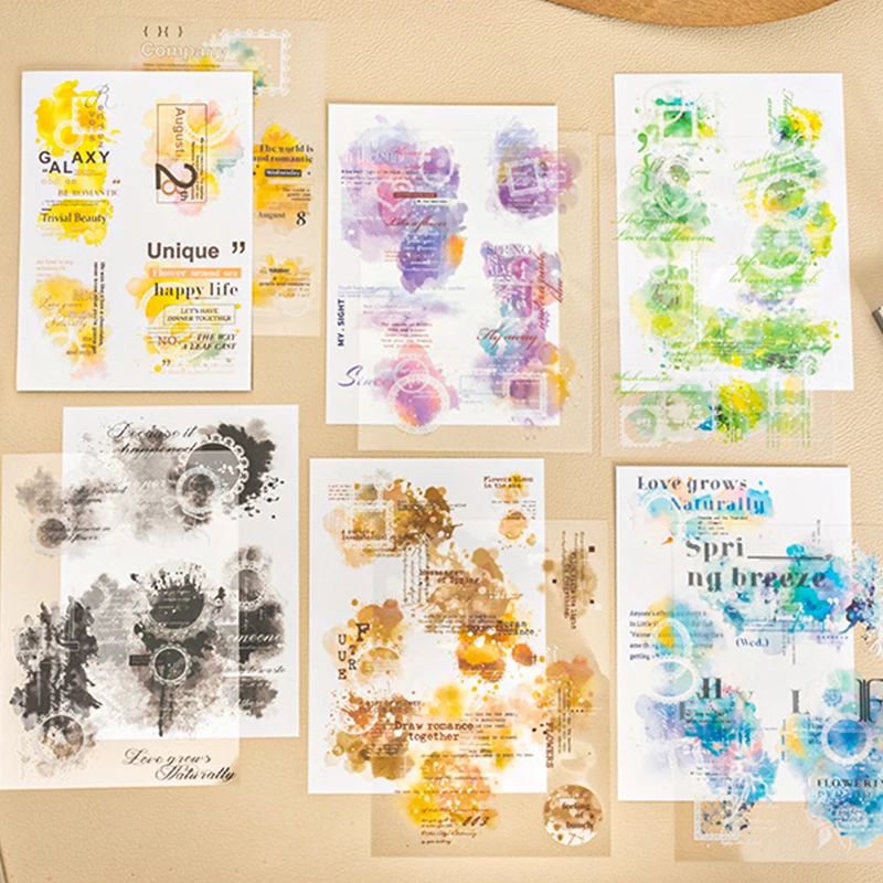 6Style 18Pcs/bag Watercolor Book Series Sticker Book Creative Material Decoration DIY Scrapbook Scrapbook Photo Frame Glasses