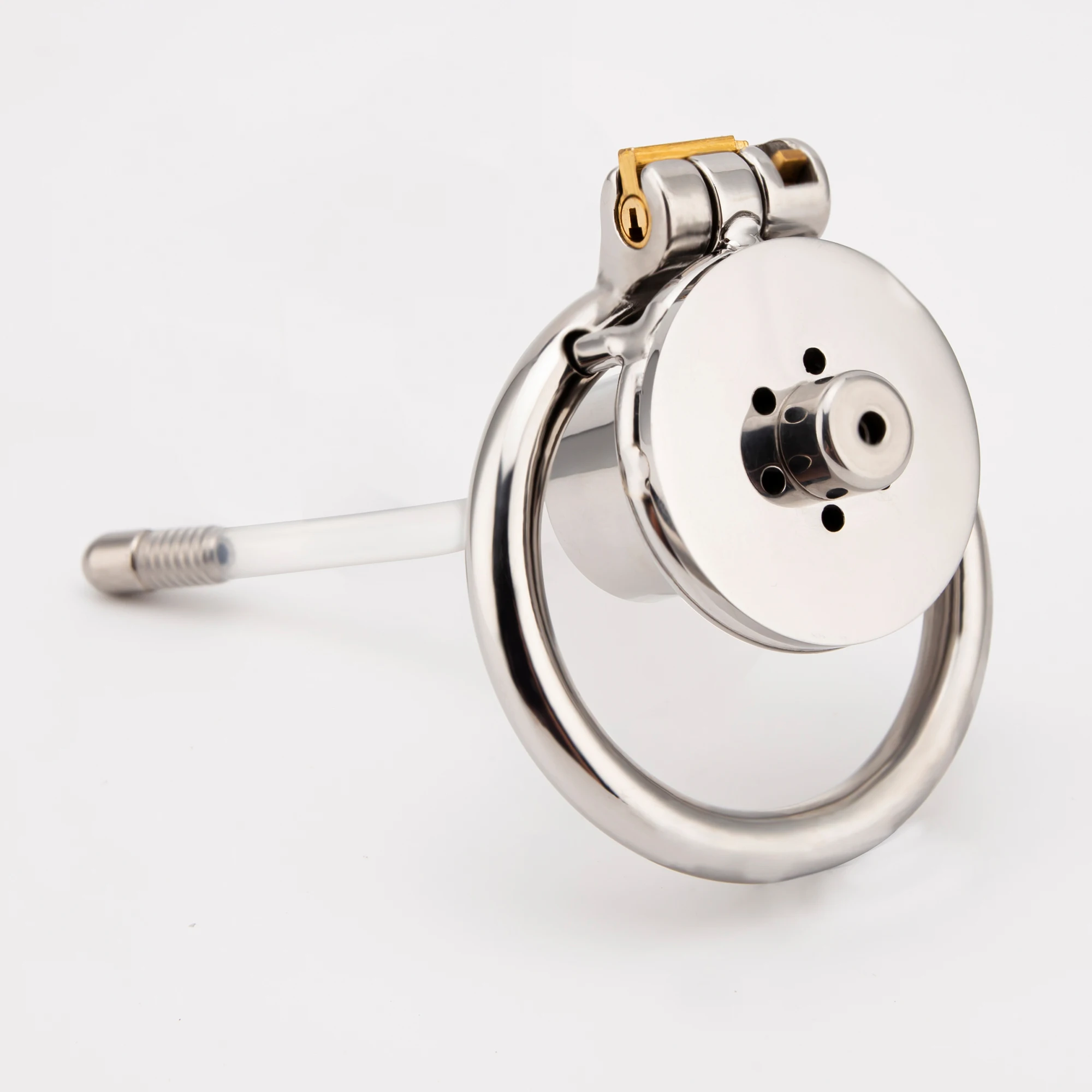 

Male Stainless Steel Inverted Plugged Cylinder Chastity Cage With Silicone Urinary Catheter Metal Cock Cage Penis Rings Sex Shop