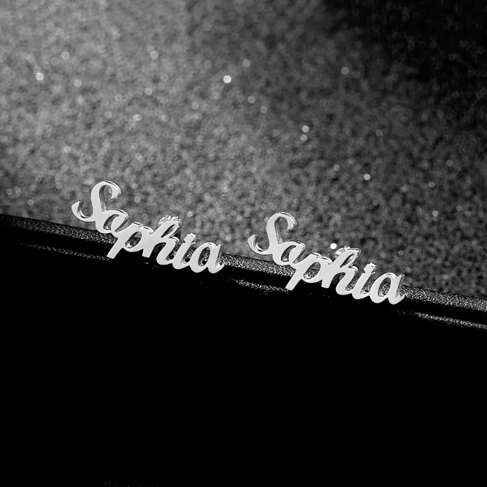Custom Name Punk Stud Earrings Image 3