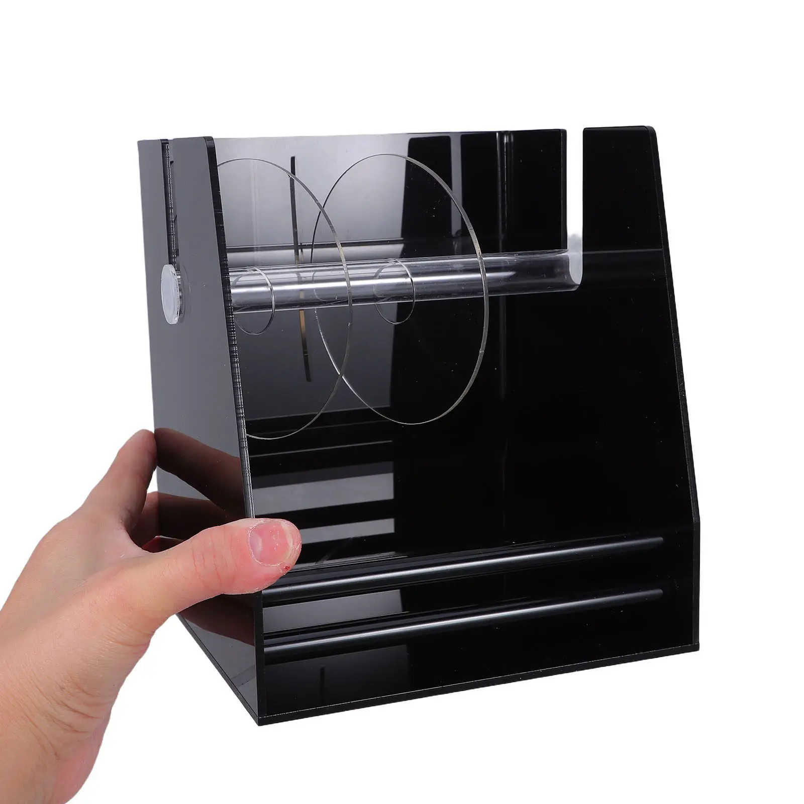 Label Roll Holder Triple Slot Acrylic Sticker Dispenser Removable Compartments Desk Organizer for Office Home Storage Tape Label