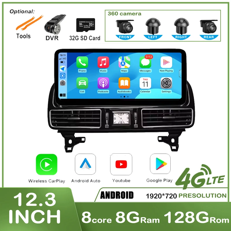 12.3” Android 14 Car Raido For Mercedes Benz GLML W166 X166 GL350 GL63 2012-2015 Carplay Multimedia Video Player Auto GPS