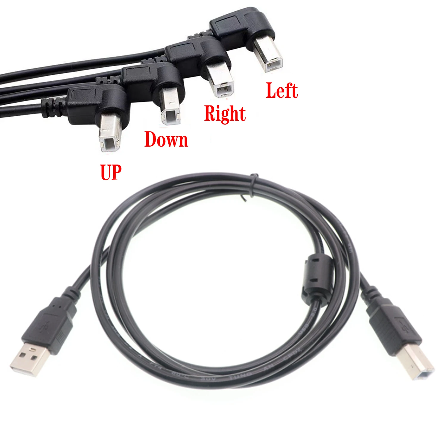 

30-500cm USB 2.0 A male to USB B male B type BM up and down left and right corner printer scanner 90 degree cable BM angle cable