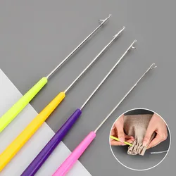 Gancho de ganchillo con lengua para tejer, herramientas de costura para reparación de suéter, accesorios de abalorios, aguja de costura, vástago de plástico, 4 piezas