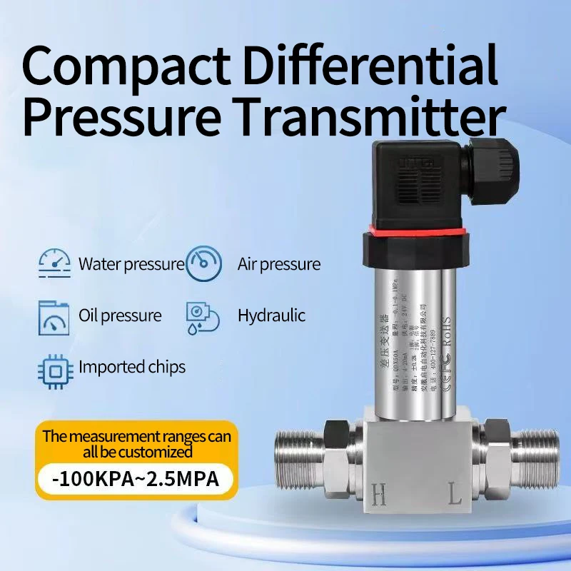 G1/4 Differential Pressure Transmitter 0-1Mpa 5Kpa to 4-20mA 0-10V RS485 0.5-4.5V Differential Pressure Sensor Transducer