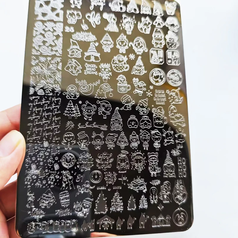 1 pz Di Natale Unghie Artistiche Stamping Piastra Fiocco di Neve/Albero di Natale/Alce/Papbo Natale Unghie artistiche Stampa Stencil FAI DA TE Unghie decorat Strumento