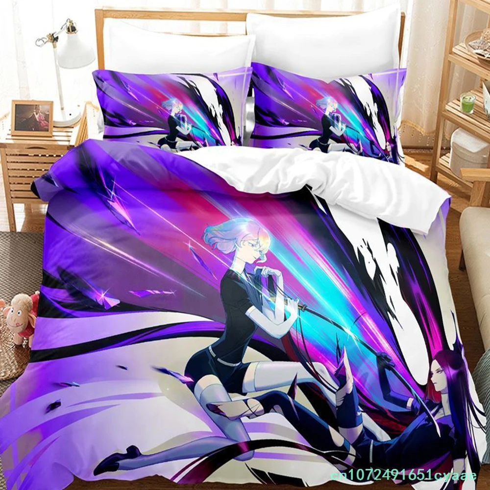 2023 Houseki No Kuni Bedding Set Cartoon Anime three-piece Set Adult Kid Bedroom Duvetcover Sets 3D Kawaii Girls Duvet Cover