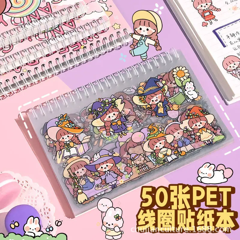 50 قطعة، ملصقات حساب اليد لفتاة المشاهير على الإنترنت، لا تكرار مادة حساب اليد الكرتونية اللطيفة نمط زخرفي #3