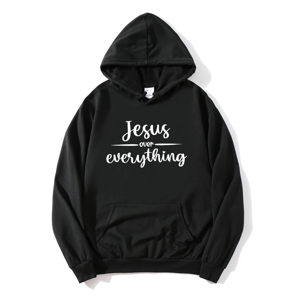 Jesus Over Everything Hoodie Christian Tops for Women Christian Women Clothing Jesus Clothes Religious Sweatshirts Korean