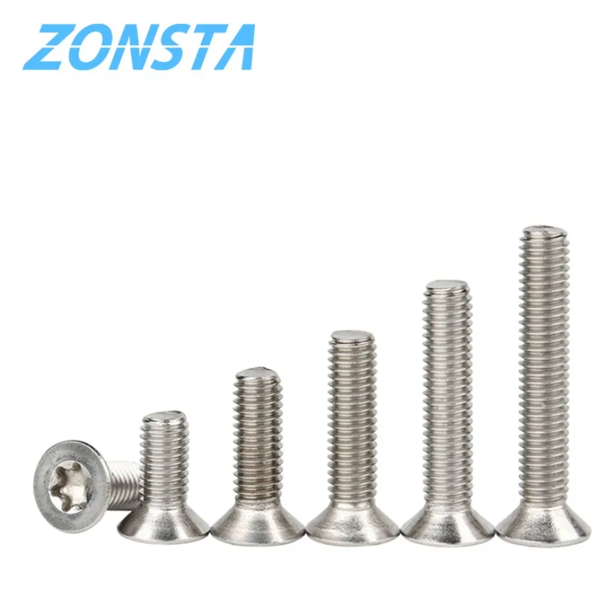 5/10/50pcs Six-Lobe Torx Flat Countersunk Head Screw M1.4 M1.6 M2 M2.5 M3 M4 M5 M6 M8 304 Stainless Steel GB2673 Six Lobe Bolt