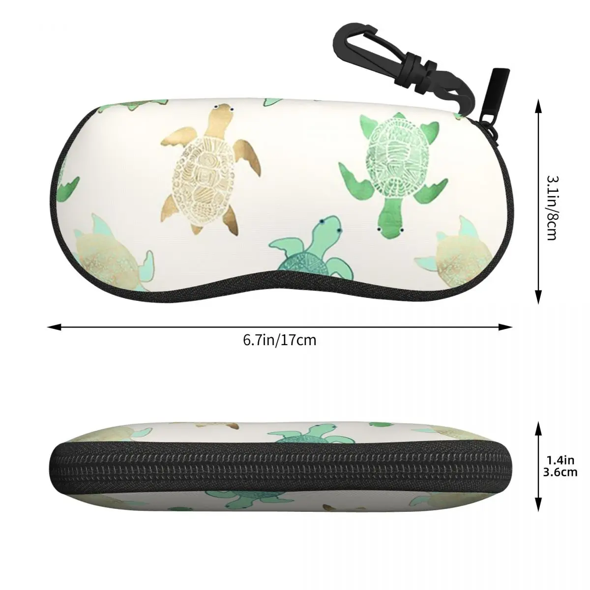 Gilded Jade & Mint Turtles Shell Glasses Case Protective Sunglasses Box Women Men Soft Eyeglass Bag Pouch