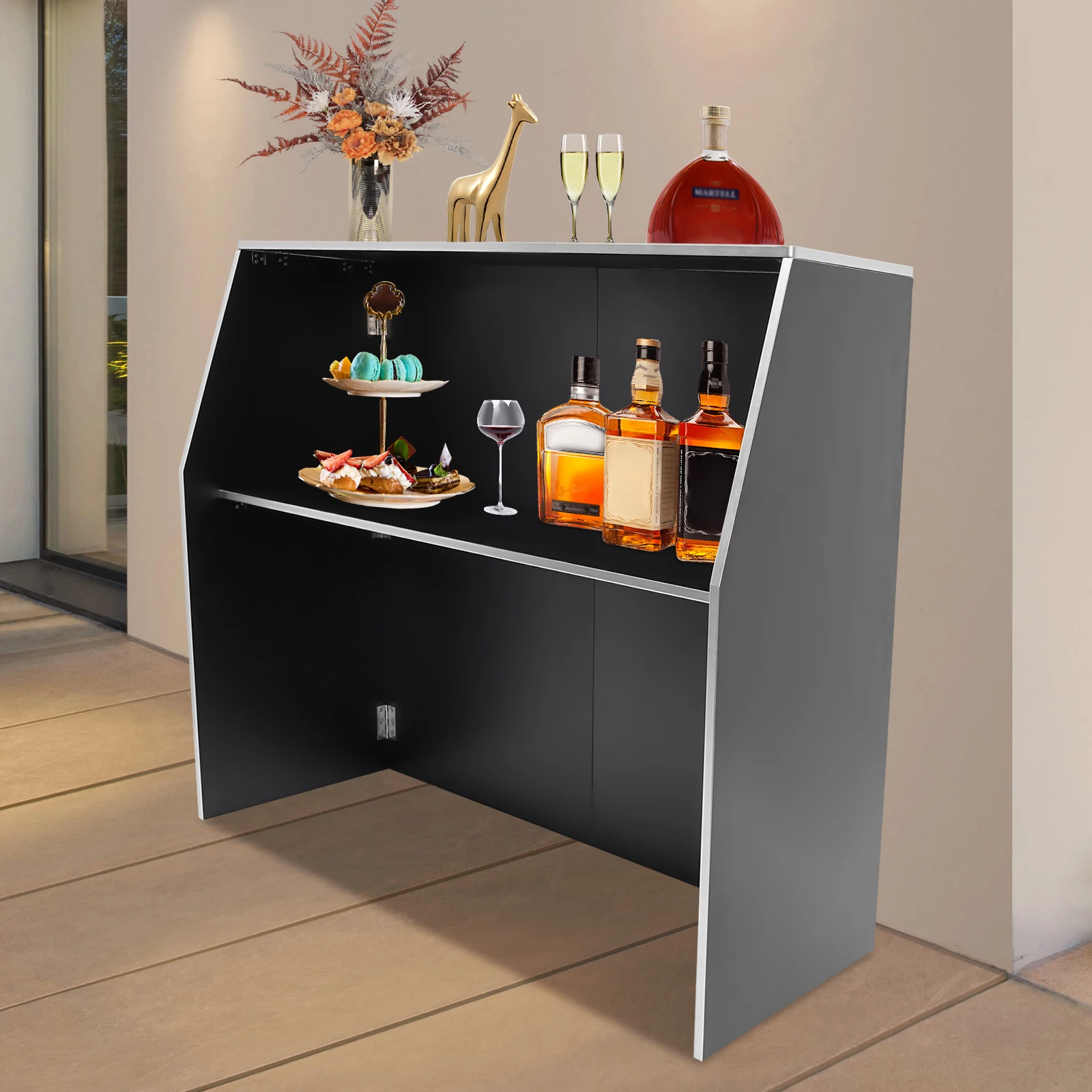 Freestanding Wine Racks & Cabinets, High-Quality Ecological Board and Aluminum, 110lbs Load Capacity, Foldable Design,