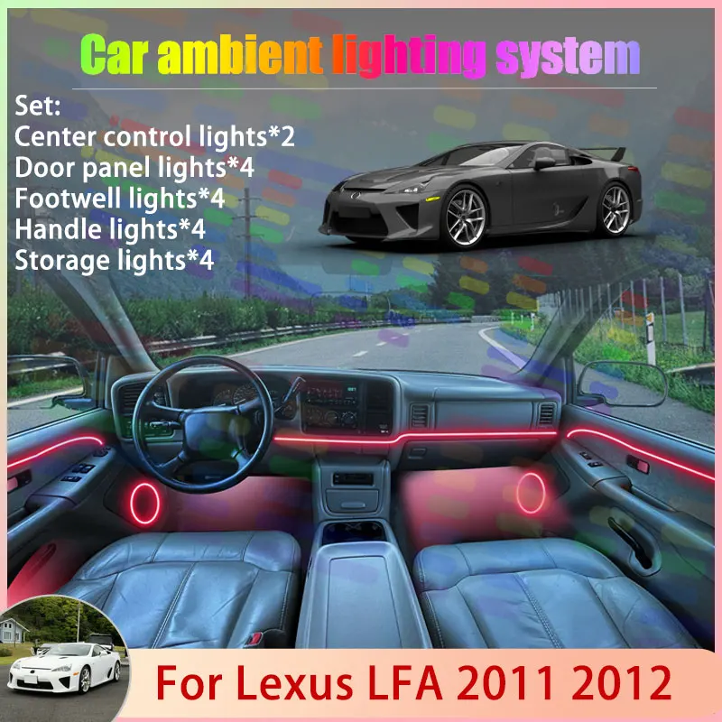 

Для Lexus LFA LFA10 2011 2012 2/18 в 1, автомобильная атмосферная лампа, RGB абажур, ансамбль, стример, атмосферный набор, автоаксессуары