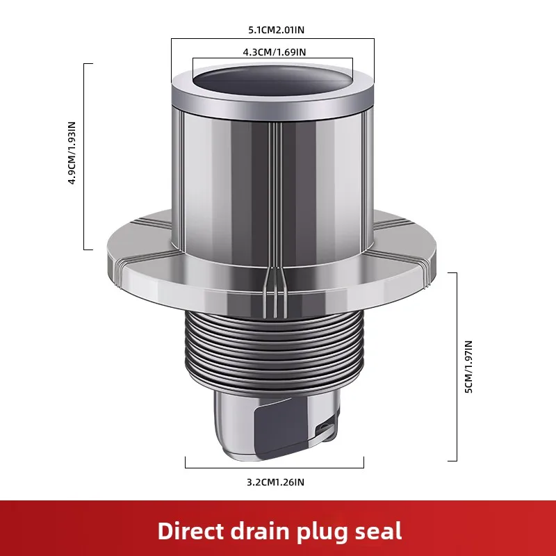 Upgraded Direct Drain Plug Seal - Universal Sink Drain Stopper, Leak-Proof Easy-Install Bathroom/Kitchen Drain Plug with Single-