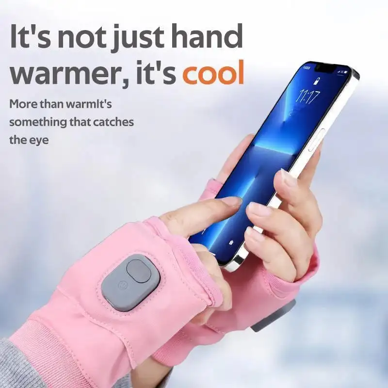 Smart Thermostatic Heated Fingerless Gloves Rechargeable Heated Gloves 360° Warm Gloves Winter Windproof Outdoor Hiking Cycling