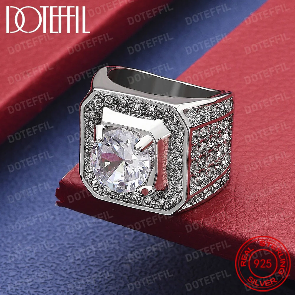 الرجال 925 فضة 2 قيراط الزركون الطفل التنفس الزفاف تألق خاتم حبة ديكور خاتم واسع مجوهرات الحفلات الإكسسوار #1