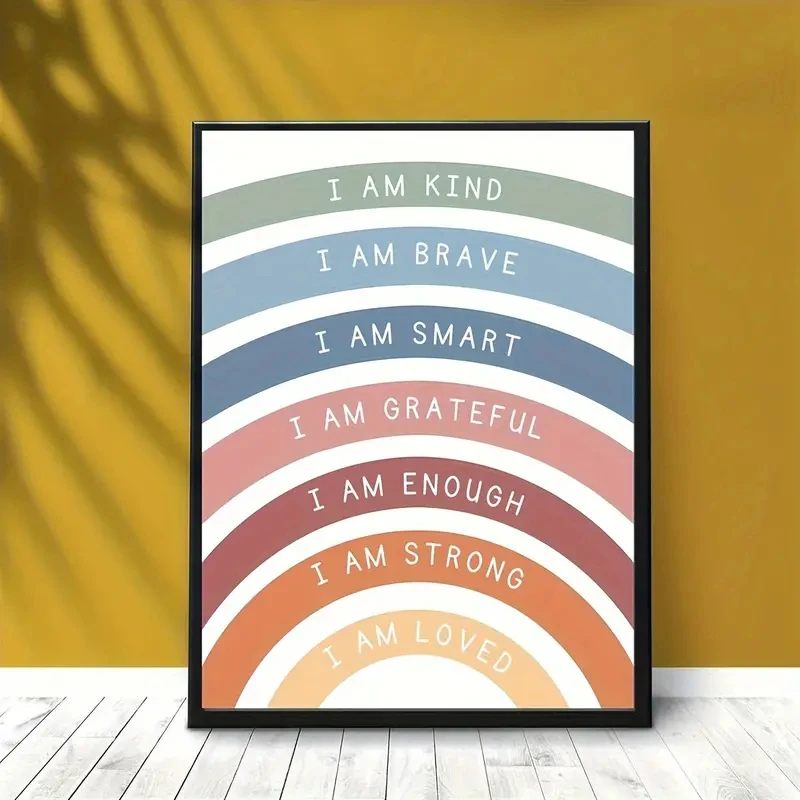 Bohemian Style Rainbow Encourages Canvas Prints Inspirational Wall Art Posters for Modern Living Room Bedroom & Classroom Decor