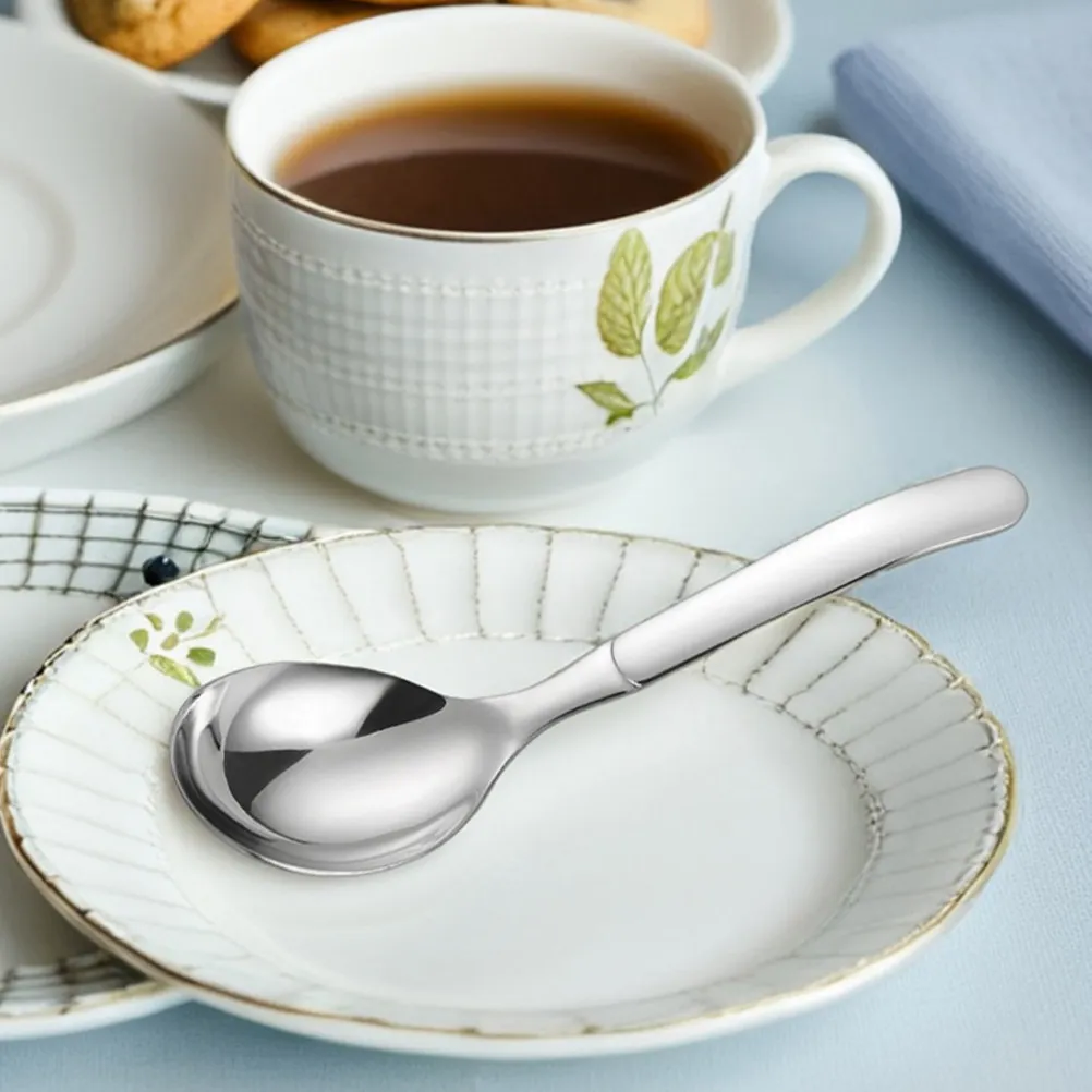 2 Cucharas de Sopa de Acero Inoxidable 316, Resistentes, de Mango Largo y Redondo, para Ramen, Pho, Hot Pot, Postres y Sopas Asiáticas