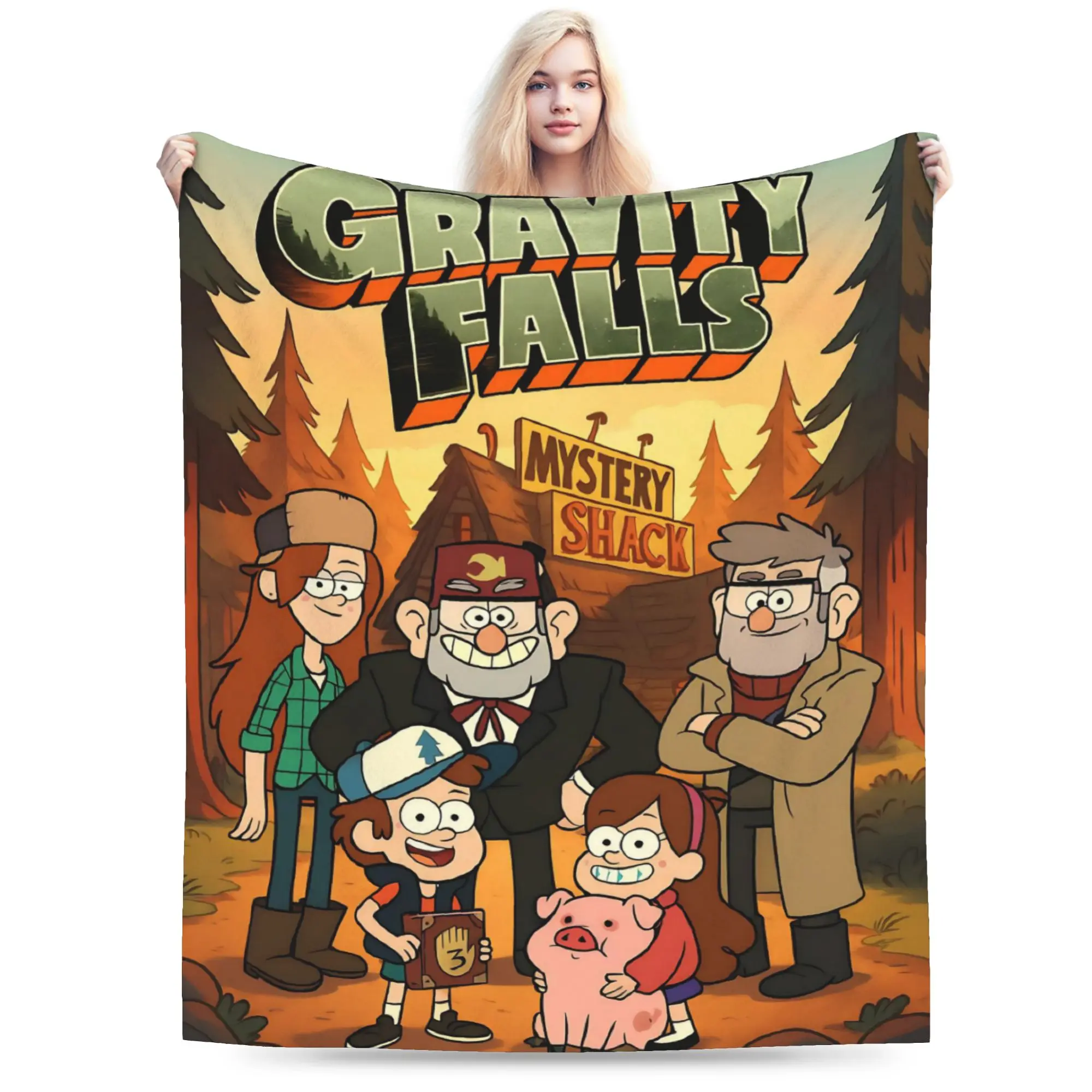 G-Gravity Falls Blanket Multiple Sizes Warm Cozy Fluffy  Throw Blankets for Couch Sofa and Bed