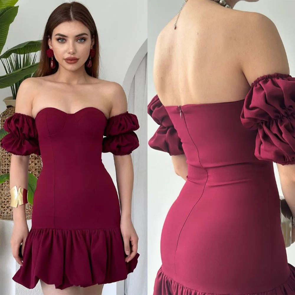 

Высокое качество по индивидуальному заказу милая выше колена плиссированные с открытыми плечами трапециевидной формы Vestidos De Fiesta Para Bodas платья для женщин вечерние