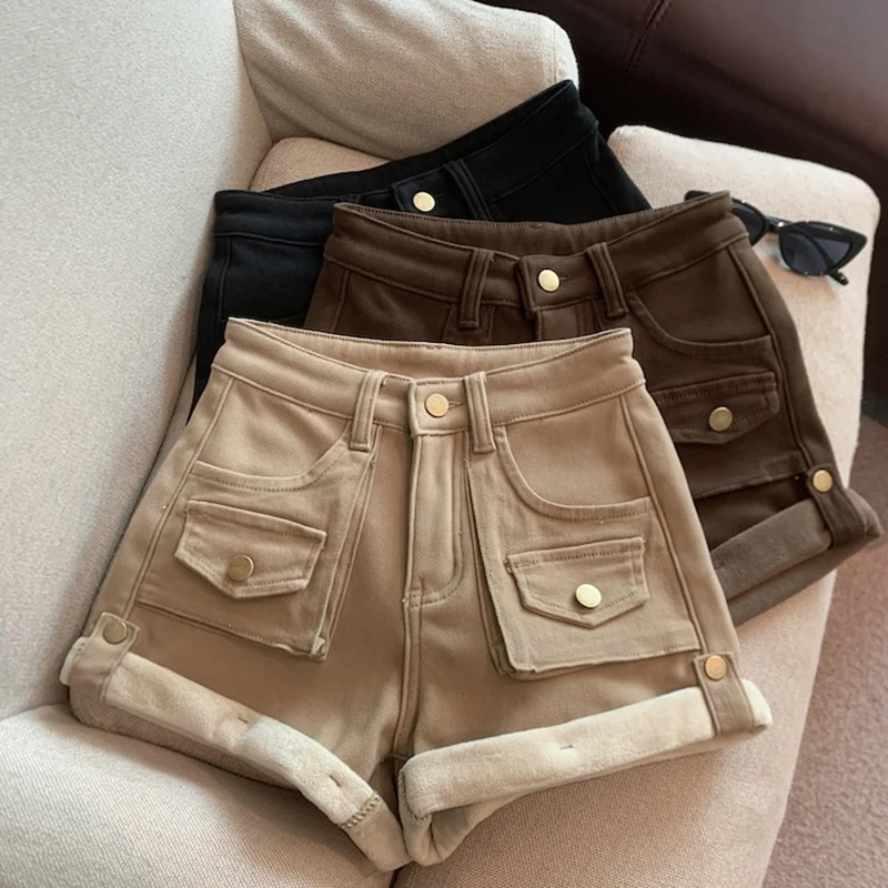 

Уличная одежда Шорты-карго Женские шорты с высокой талией Vintage Hottie Шорты из чистого хлопка Y2K Harajuku на пуговицах Ретро Повседневные широкие шорты Новые