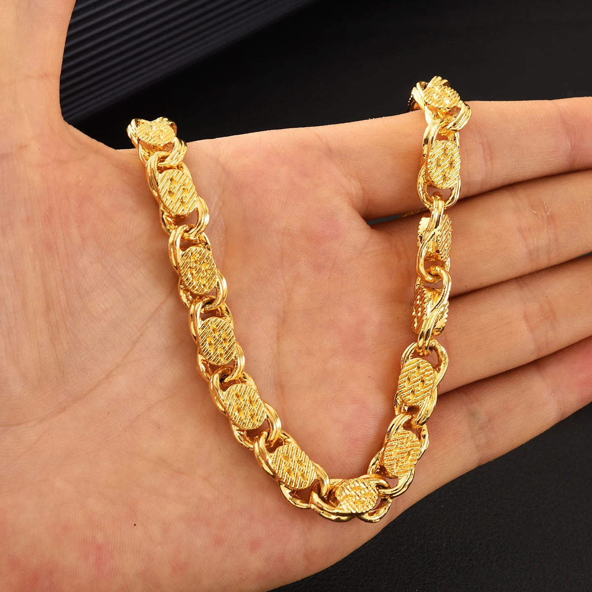 

New 60CM Width Arab Fashion Classic Gold Color Chain Link Necklace Trendy Ethiopian Bracelet Men Women's Jewelry Habesha gifts