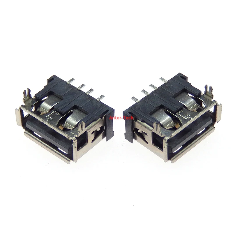 10Pcs Type A USB 2.0  female socket AF10.0mm  180 ° vertical focus 4pin With/without frame white Black in-line patch Horizontal