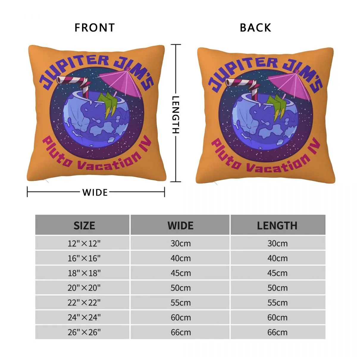 JJ Pluto Vacation IV Square Pillowcase Pillow Cover Polyester Cushion Zip Decorative Comfort Throw Pillow for Home Living Room