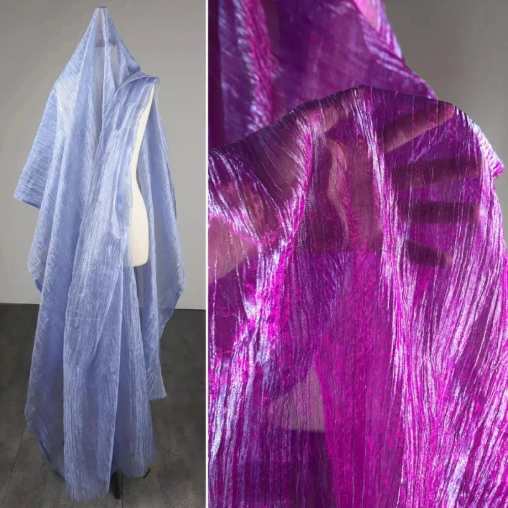 

Микро мерцающая плиссированная сетчатая ткань, перспектива, шитье своими руками, свадебное платье, одежда, дизайнерские ткани, ткань на метр