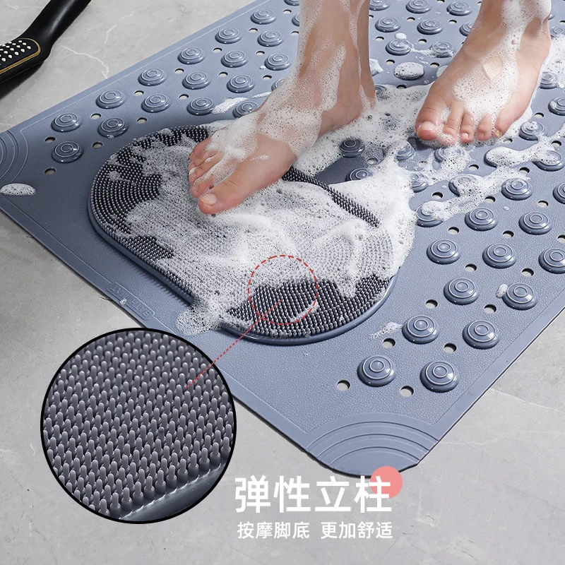 

Bathroom anti slip pad PVC solid color massage pad, household anti fall suction cup carpet, waterproof and dirt resistant toilet