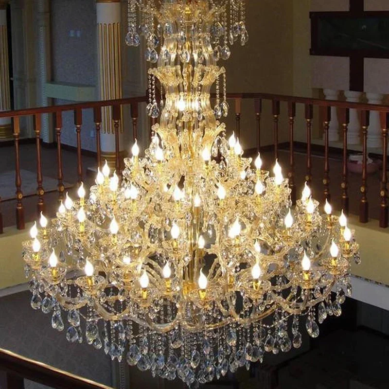 Luxury Large Crystal Chandelier - Modern Led Candle Chandelier For Hotel Lobby Villa Living Room & Entryway Lighting