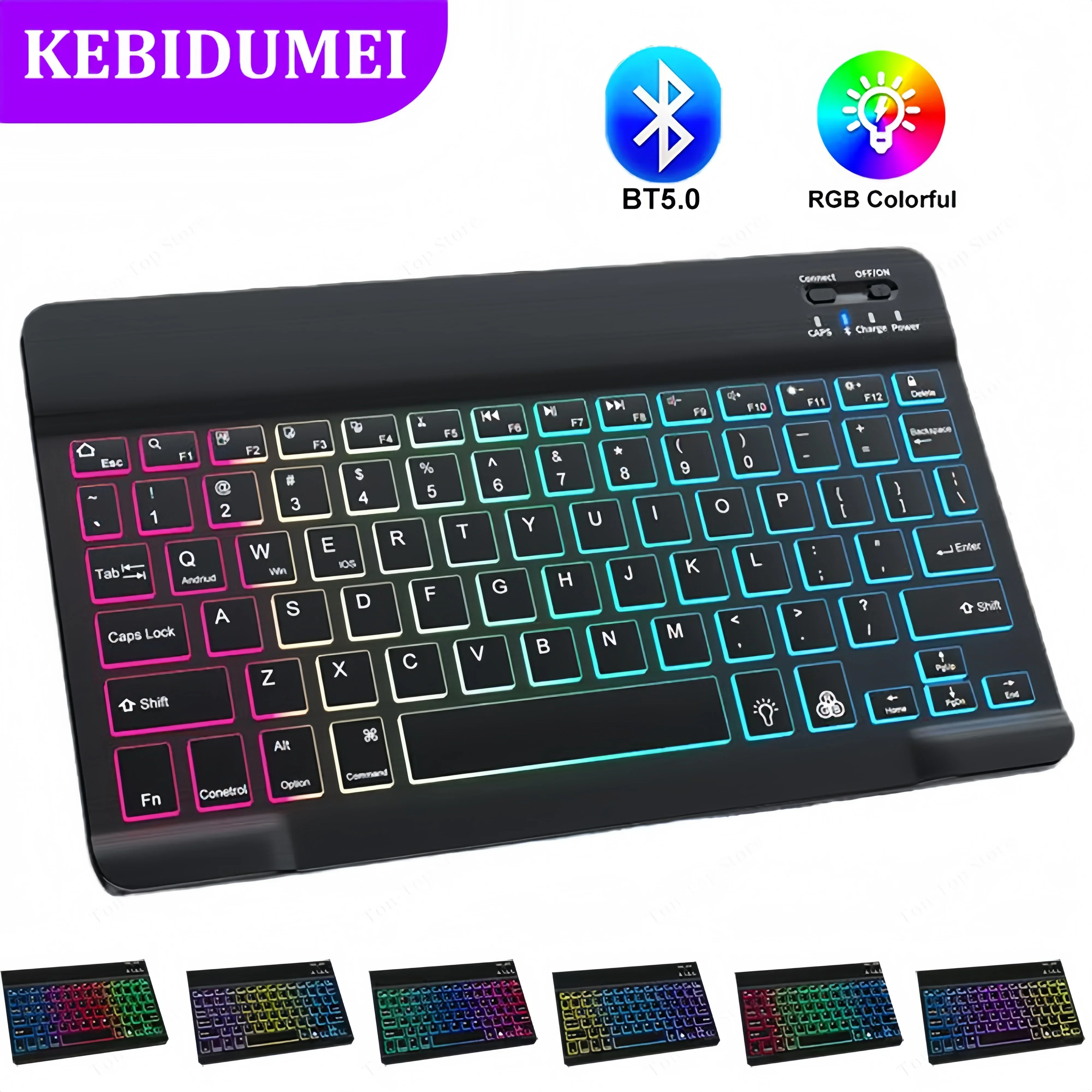 RGB Bluetooth 5.0-toetsenbord Mini draadloos toetsenbord Oplaadbaar gamingtoetsenbord met achtergrondverlichting 10 inch voor IOS Android Windows iPad