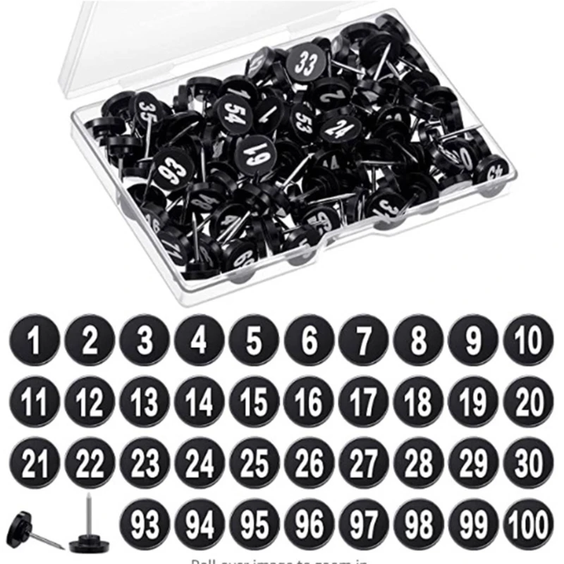 100Pcs Numbered Pushpins Numbered Map Pins Decorative Push Pins Photo File Thumbtack for Photo Wall Decor Bulletin Board