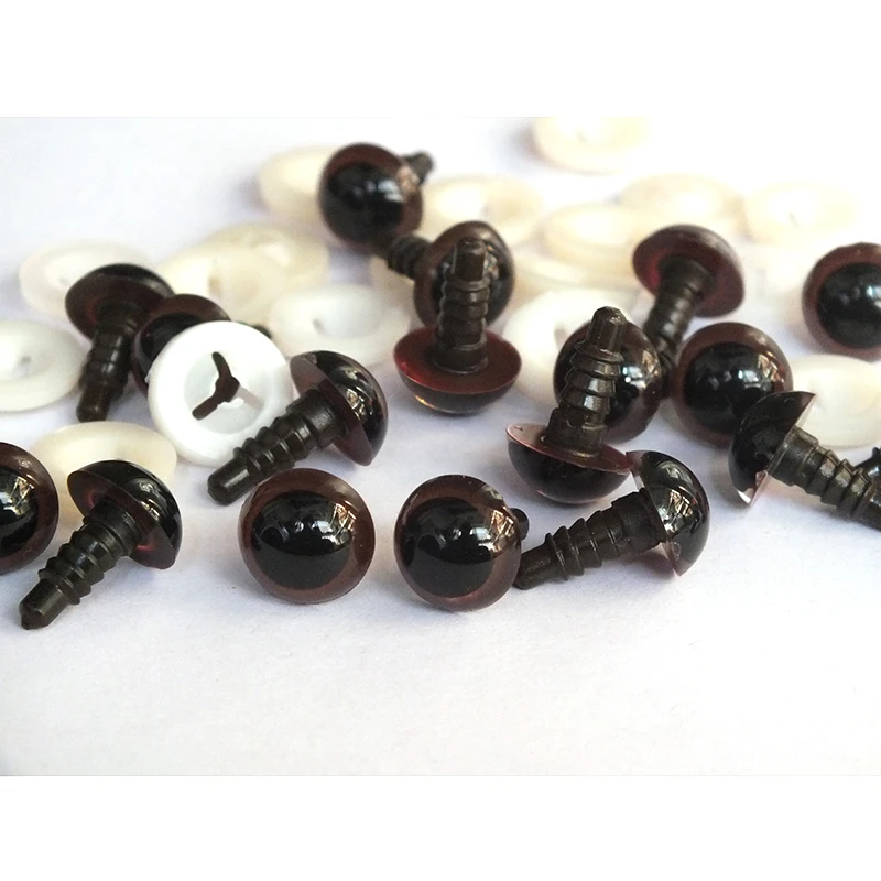 20/50 Stück Sicherheitsaugen, geeignet für Amigurumi mit Unterlegscheiben, 8–20 mm, braune Kunststoff-Sicherheitsaugen, gehäkelte Enthusiasten, Sicherheitsaugen – Detail 7