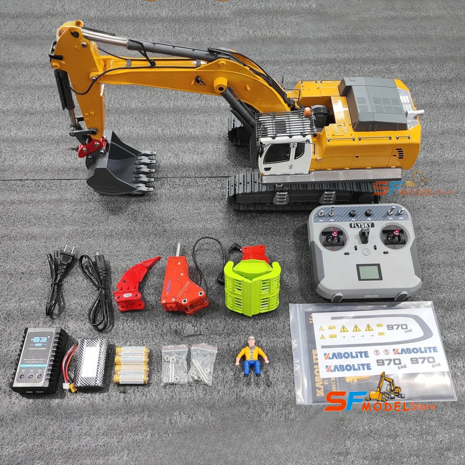 KABOLITE K5901 RC Excavator 1/18 K970 RC Excavator Electric Metal Model Toy with Bucket Engineering Remote Control Truck Toys