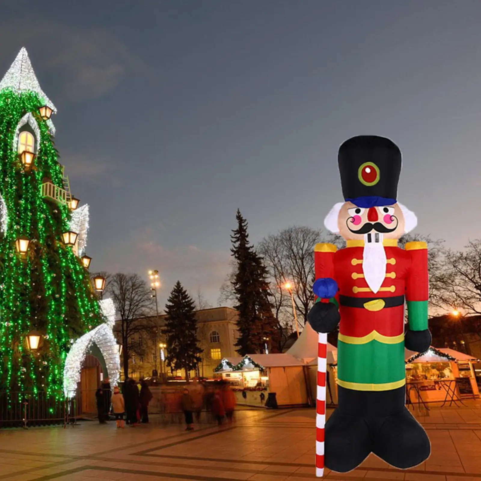 Christmas Inflatable Nutcracker Lawn with Built in Fan and Ropes LED Lights