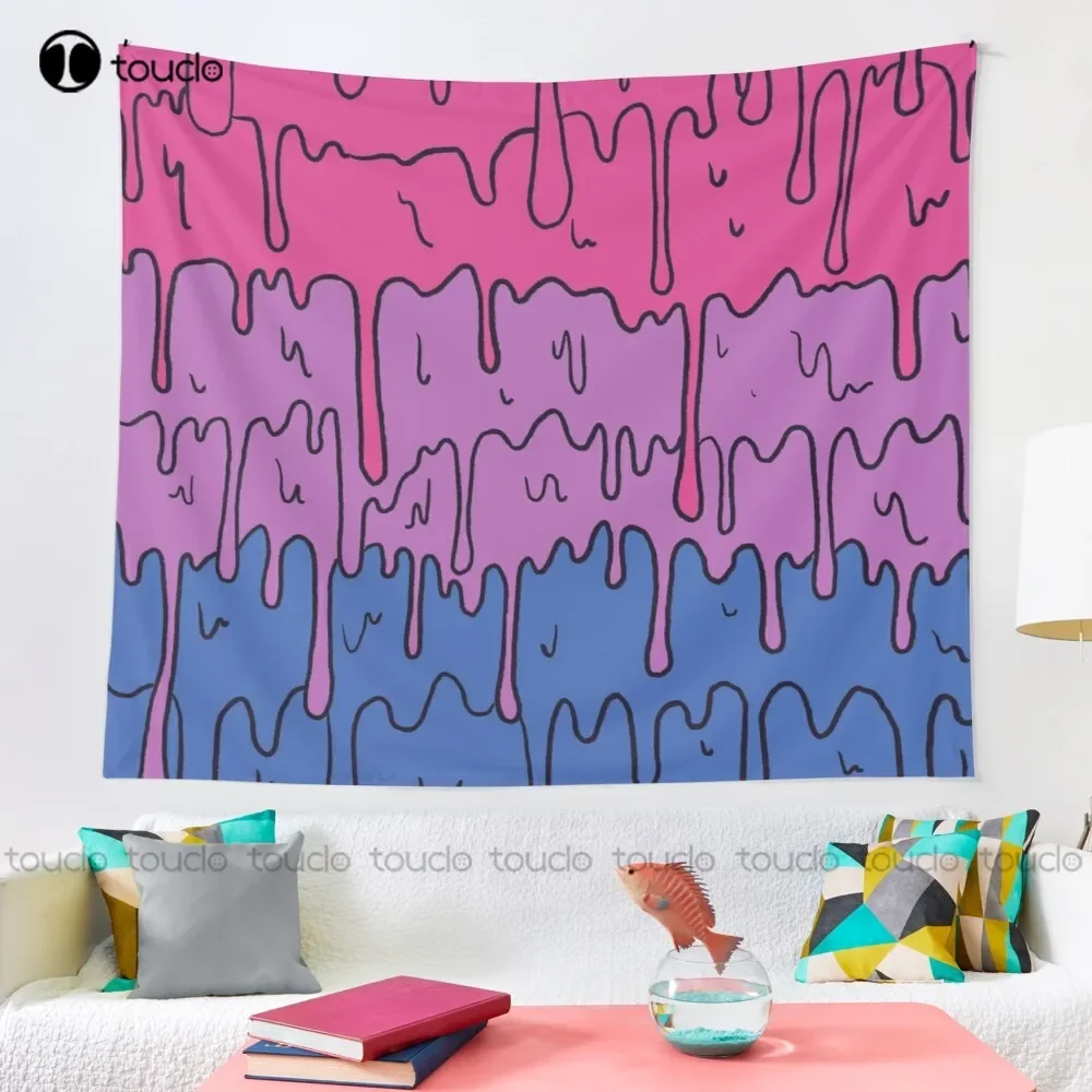 Pastel Kawaii Melting Bisexual Pride Lgbtq Design Tapestry Tapestry Review Blanket Tapestry Bedroom Bedspread Decoration