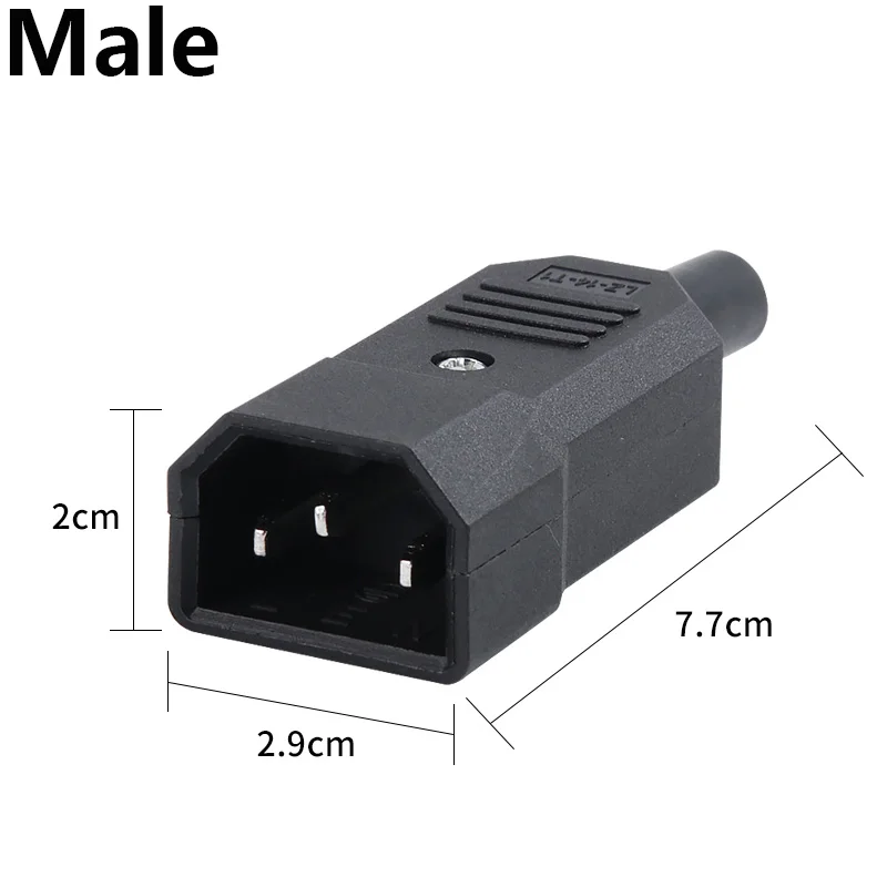 IEC Straight Cable Plug Connector C13 C14 10A 250V Black female&male Plug Rewirable Power Connector 3 pin AC Socket