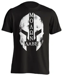 Distressed Spartan Warrior Helmets Molon Labe T-Shirt. Summer Cotton Short Sleeve O-Neck Mens T Shirt New S-3XL