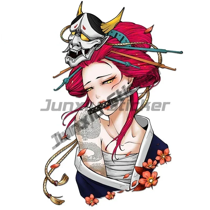 Creative Samurai Stickers for Japanese Female Samurai Car Stickers Vinyl Waterproof Funny Decal Motorcycle Trunk Camper Decals