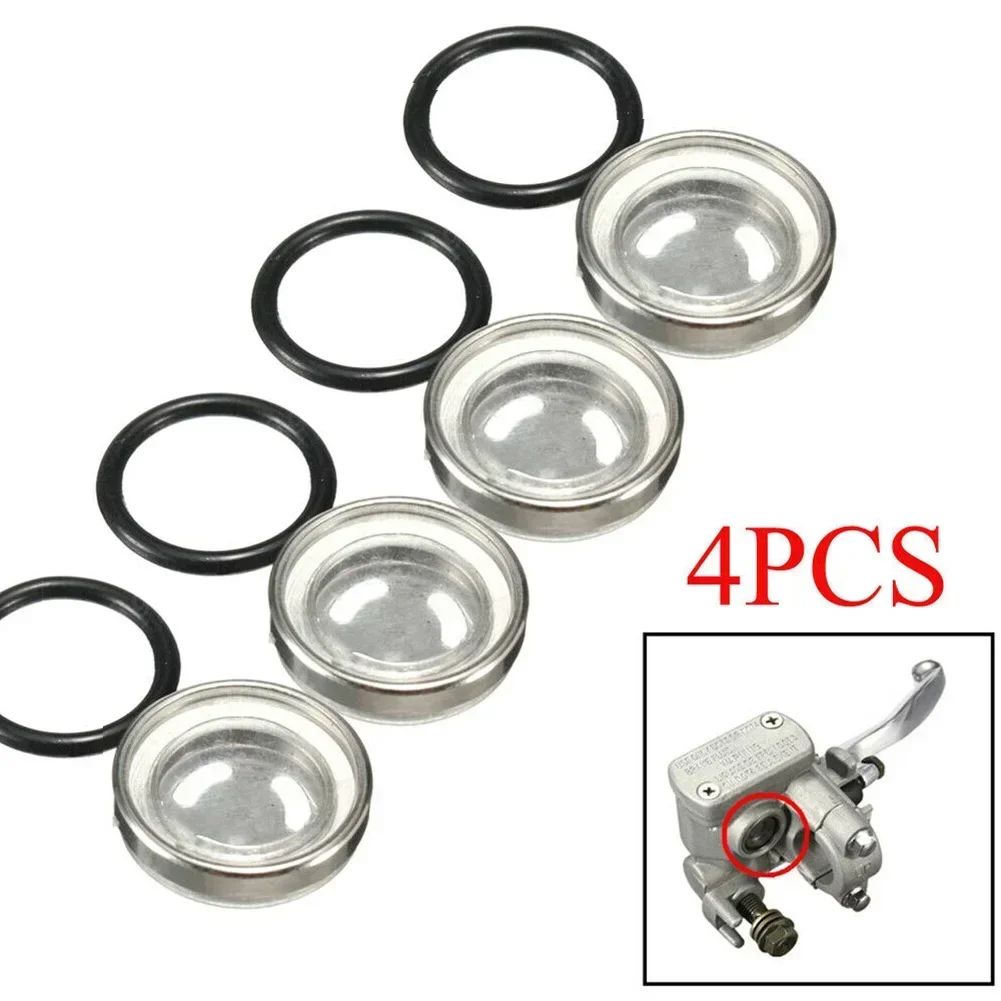 

4pcs Motorcycle Brake Master Cylinder Reservoir Bike Brake Master Cylinder Reservoir Sight Glass Linkage Gasket sight glass 18mm