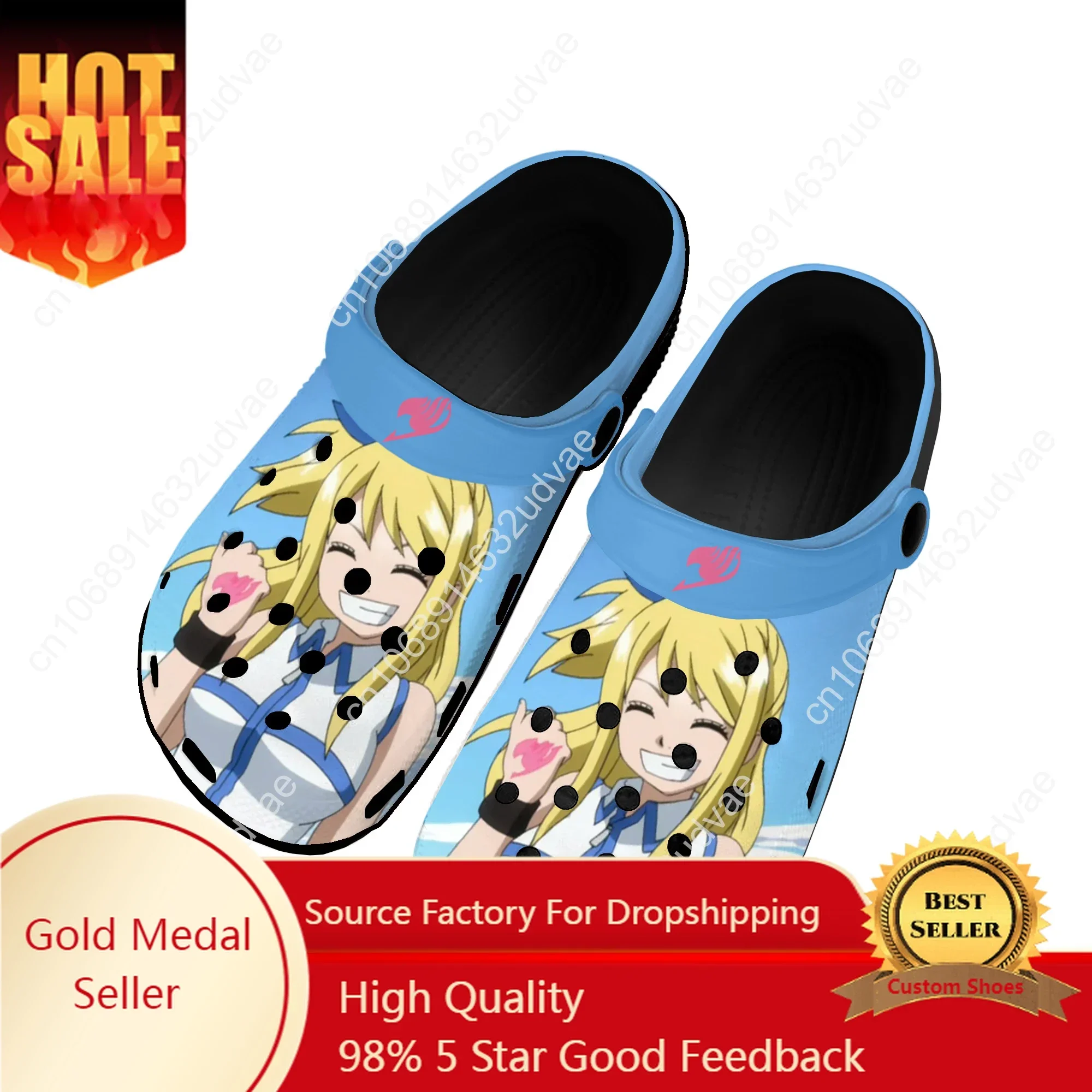 

Anime F-Fairy T-Tail Lucy Heartfilia Home Clogs Custom Water Shoes Men Women Teenager Shoe Garden Clog Beach Hole Black Slippers