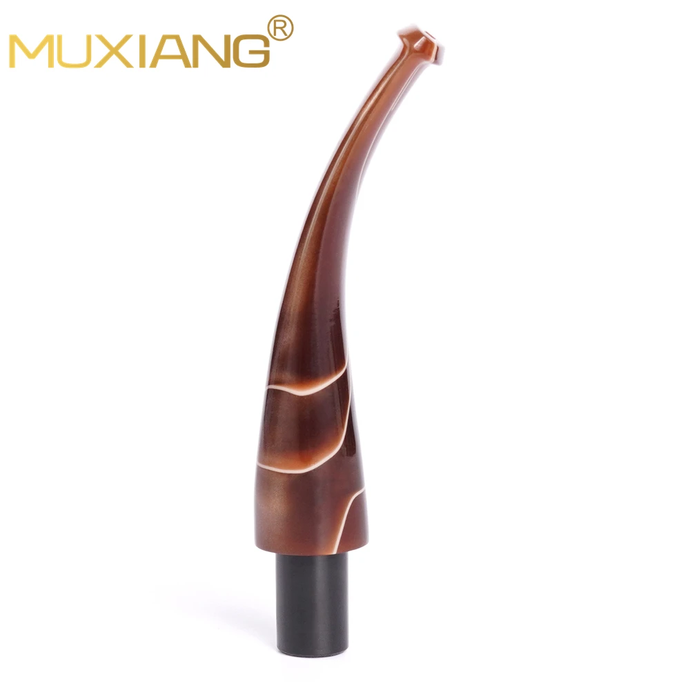 1pc curved handle acrylic tobacco pipe mouthpiece coffee colore pipe handle diameter 16mm with 10.4 tenon for 9mm filter element