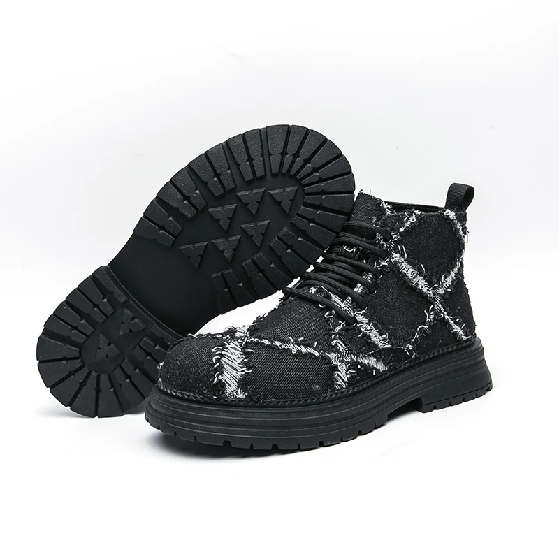 Hight Quality 2026S/A New Street Style Canvas Boots For Men's Black Hombre Teenagers Daily Dress Height Increasing Shoes Lager view 4