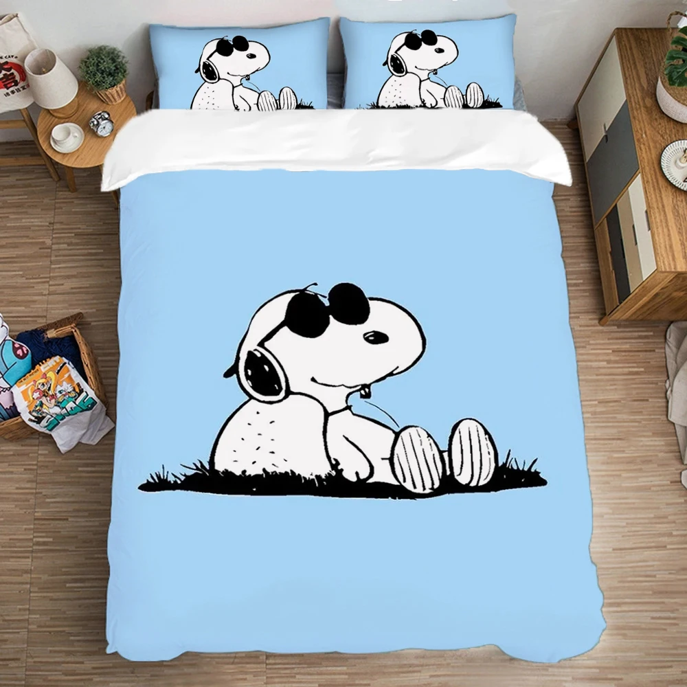 Peanut Snoopys Duvet Cover Pillowcase Bedding Set For Adult Boy Girl Cute Bedroom Decoration Children Gift Large US EU AU Size